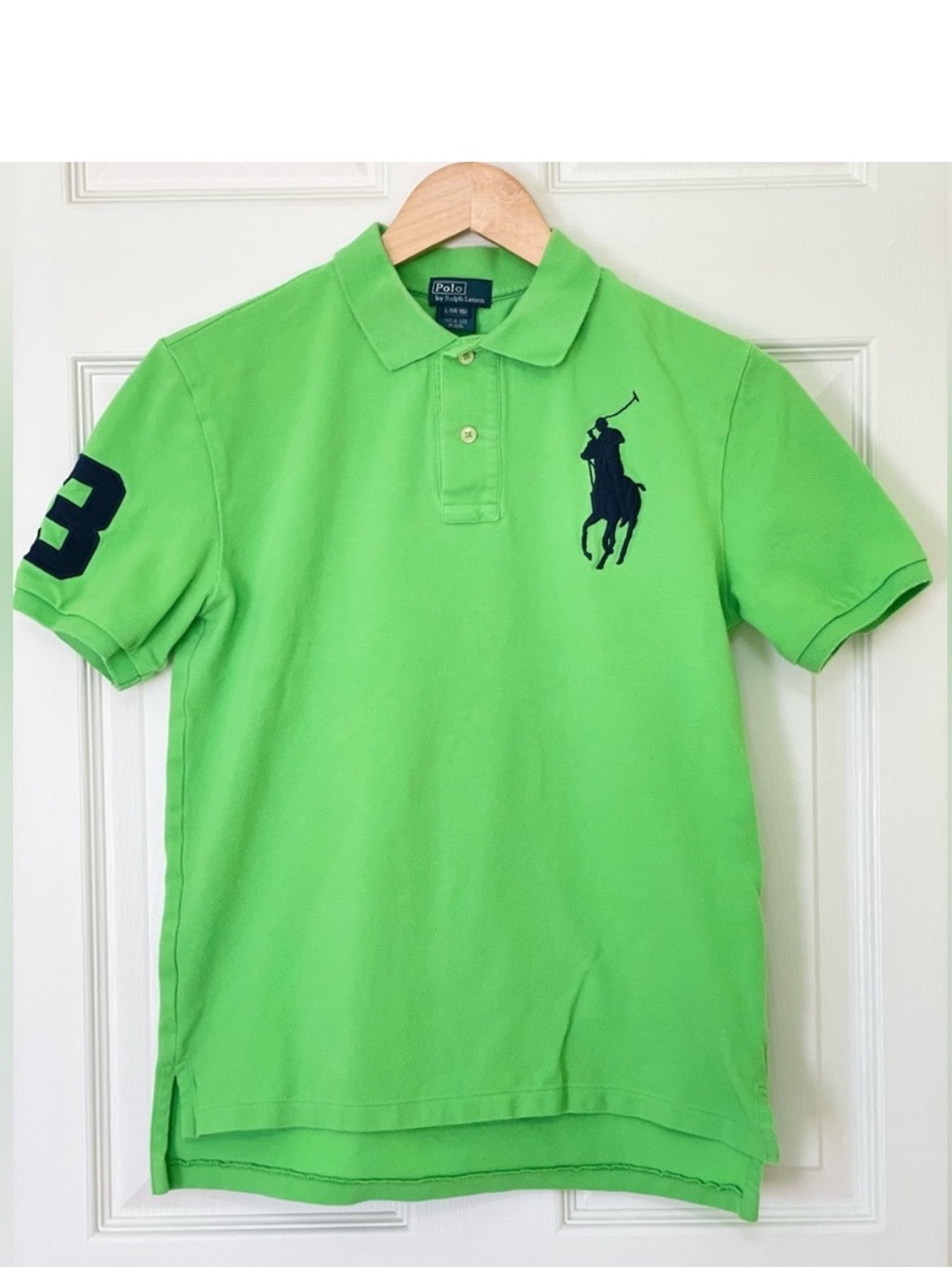Polo by Ralph Lauren Cotton Polo Shirt Size Large 14-16 Bright Lime Large Logo